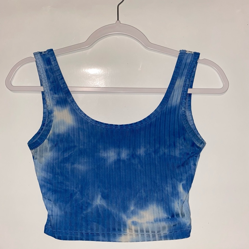 SHEIN Blue Tie-Dye Crop Top